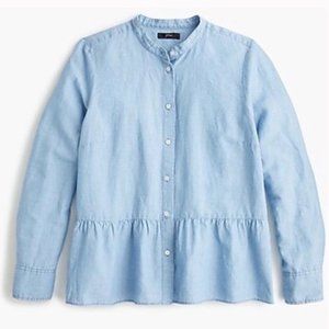 J. Crew Blue Peplum Button Down Top Shirt